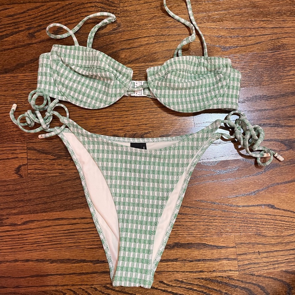 Triangl Swimwear Green and White Bikini